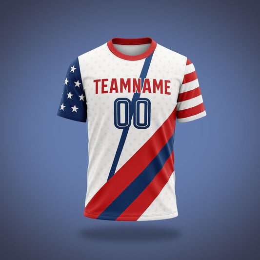 Custom Volleyball Uniform - Blue & Red American Flag