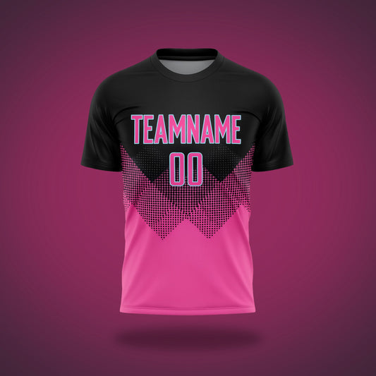 Custom Soccer Uniform Black & Pink Geometric