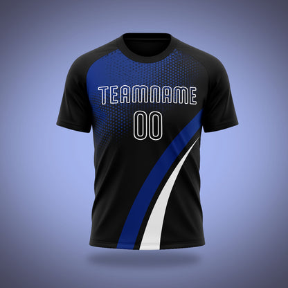 Custom Soccer Uniform Black, Blue & White Details