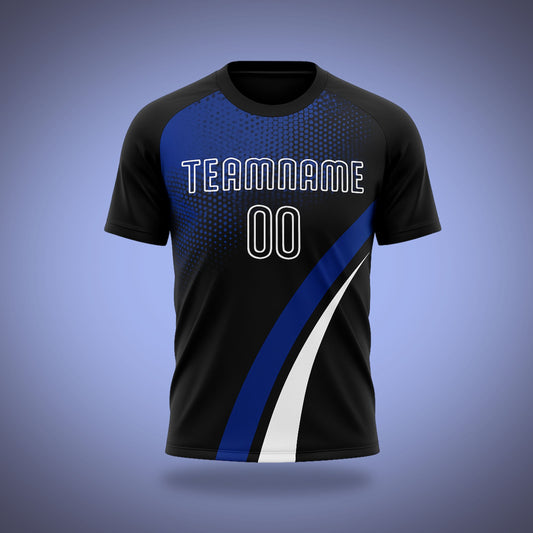 Custom Soccer Uniform Black, Blue & White Details