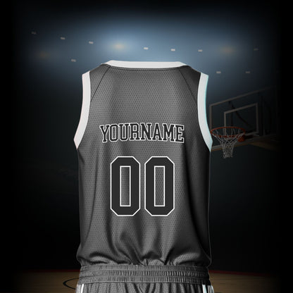 Custom Basketball Jersey -  Black & White/Black