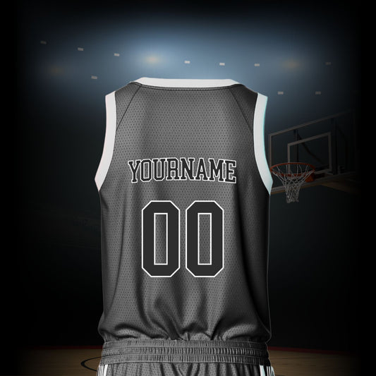 Custom Basketball Jersey -  Black & White/Black