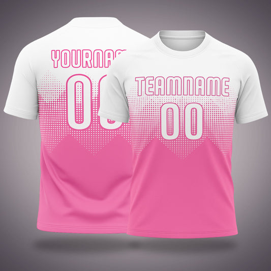 Custom Soccer Uniform Pink & White Geometric