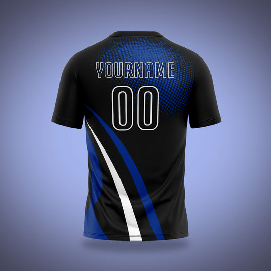 Custom Soccer Uniform Black, Blue & White Details