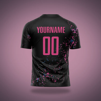 Custom Volleyball Uniform - Black, Pink & Blue Fragments