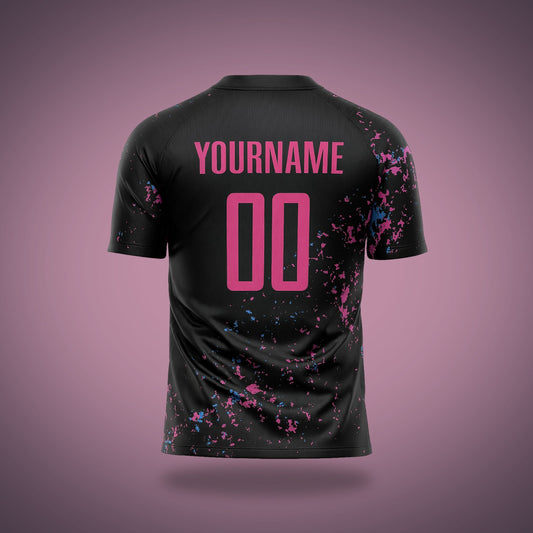 Custom Volleyball Uniform - Black, Pink & Blue Fragments