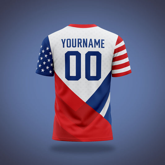 Custom Volleyball Uniform - Blue & Red American Flag