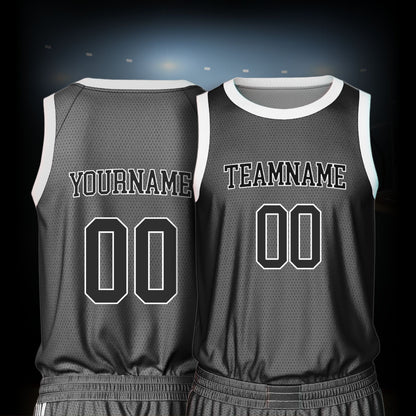 Custom Basketball Jersey -  Black & White/Black