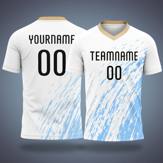 Custom Soccer Uniform White & Blue Sublimation