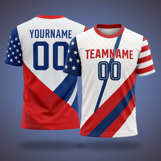 Custom Volleyball Uniform - Blue & Red American Flag