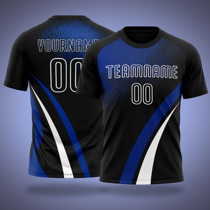 Custom Soccer Uniform Black, Blue & White Details