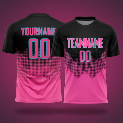 Custom Soccer Uniform Black & Pink Geometric