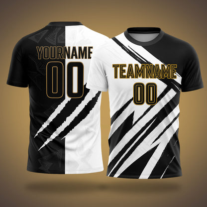 Custom Soccer Uniform Black & White Scratch