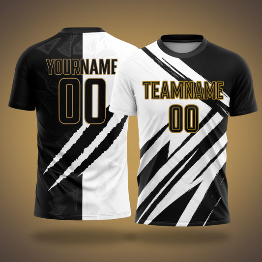 Custom Soccer Uniform Black & White Scratch