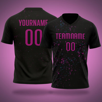 Custom Soccer Uniform Black, Pink & Blue Fragments