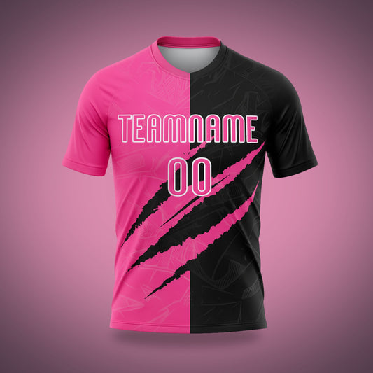 Custom Soccer Uniform Black & Pink Scratch