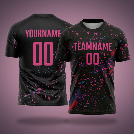 Custom Volleyball Uniform - Black, Pink & Blue Fragments