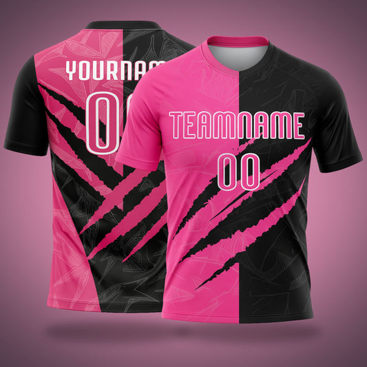 Custom Soccer Uniform Black & Pink Scratch