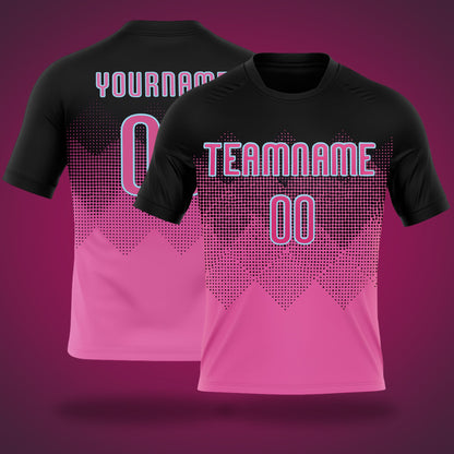 Custom Soccer Uniform Black & Pink Geometric