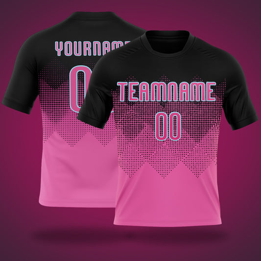 Custom Soccer Uniform Black & Pink Geometric