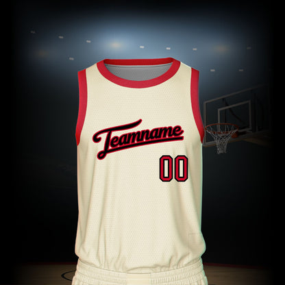 Custom Basketball Jersey - Cream & Red