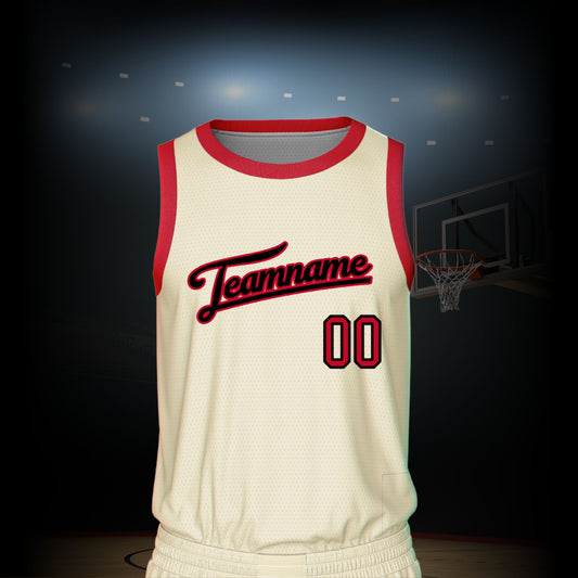 Custom Basketball Jersey - Cream & Red