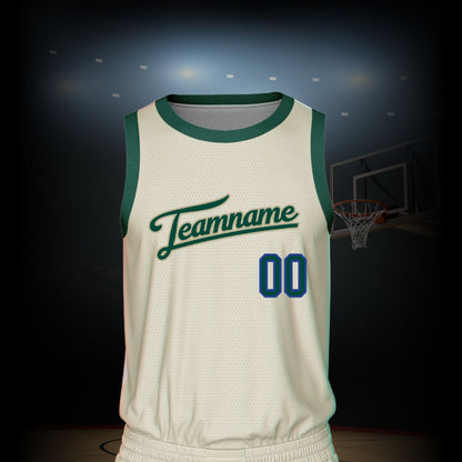 Custom Basketball Jersey - Cream & Green