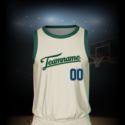 Custom Basketball Jersey - Cream & Green