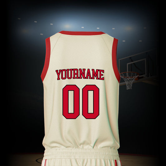 Custom Basketball Jersey - Cream & Red