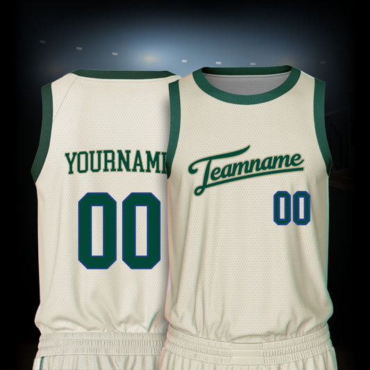 Custom Basketball Jersey - Cream & Green