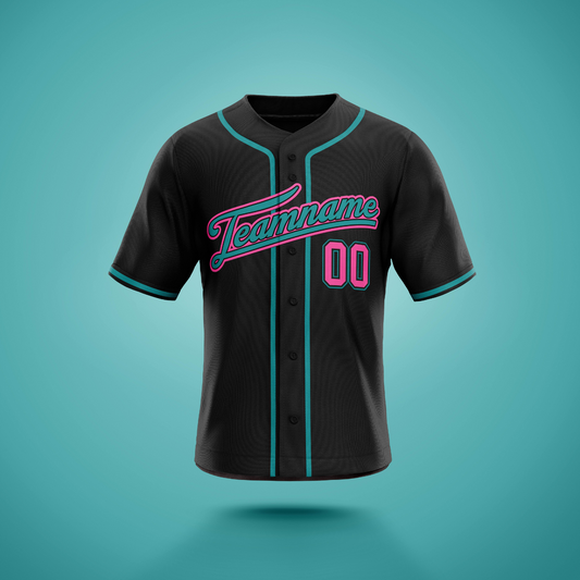 Custom Baseball Jersey Black & Pink/Teal