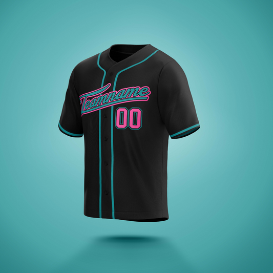 Custom Baseball Jersey Black & Pink/Teal