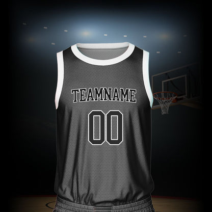 Custom Basketball Jersey -  Black & White/Black