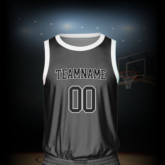 Custom Basketball Jersey -  Black & White/Black