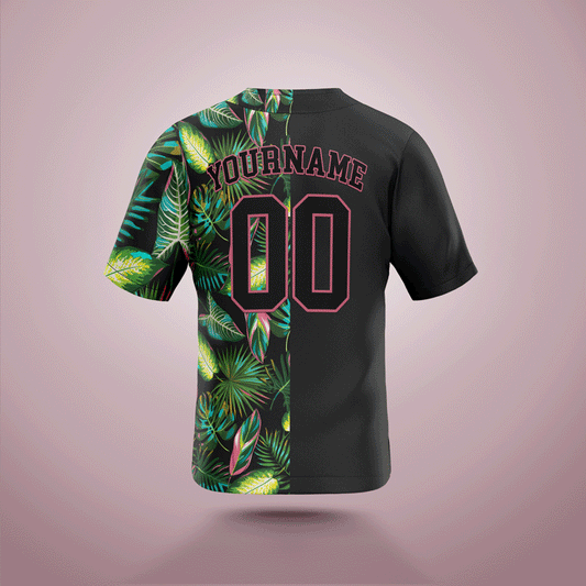 Custom Baseball Jersey Tropical Black & Pink