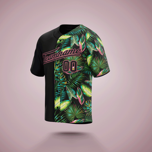 Custom Baseball Jersey Tropical Black & Pink
