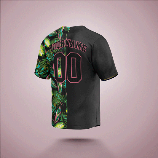 Custom Baseball Jersey Tropical Black & Pink