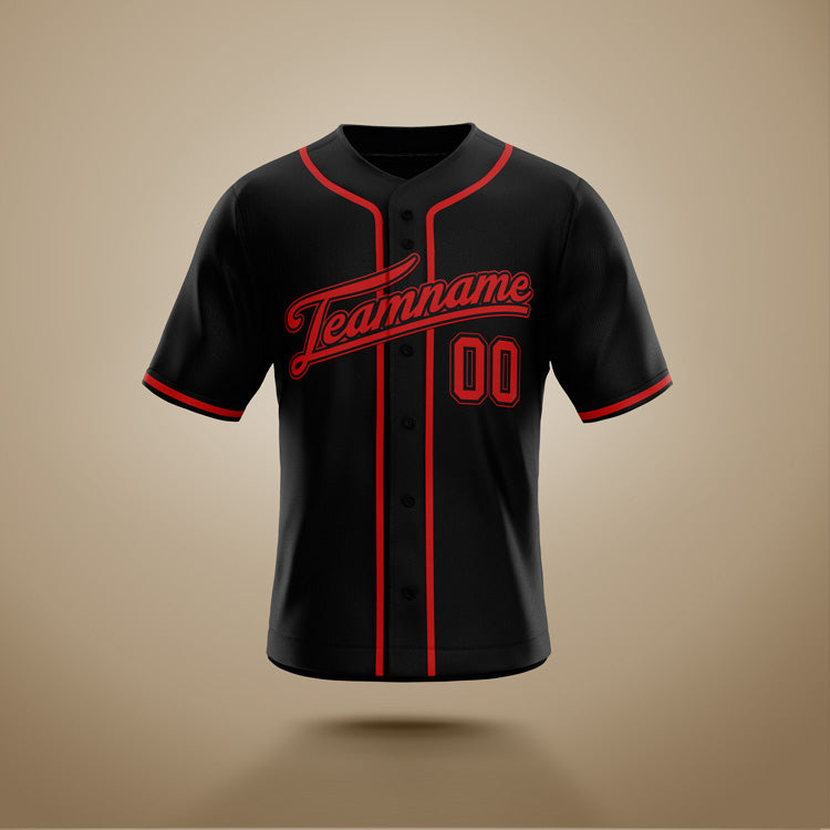 Custom Baseball Jersey Black & Red