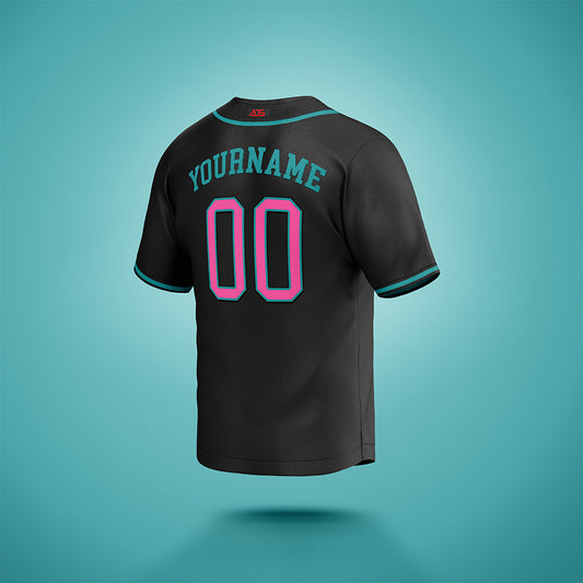 Custom Baseball Jersey Black & Pink/Teal