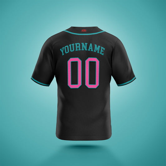 Custom Baseball Jersey Black & Pink/Teal