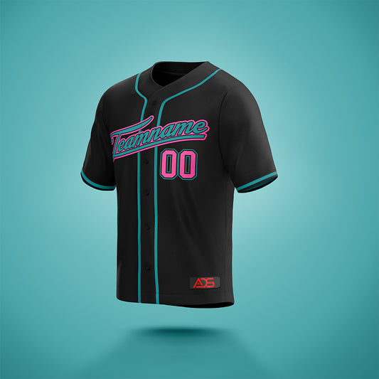 Custom Baseball Jersey Black & Pink/Teal