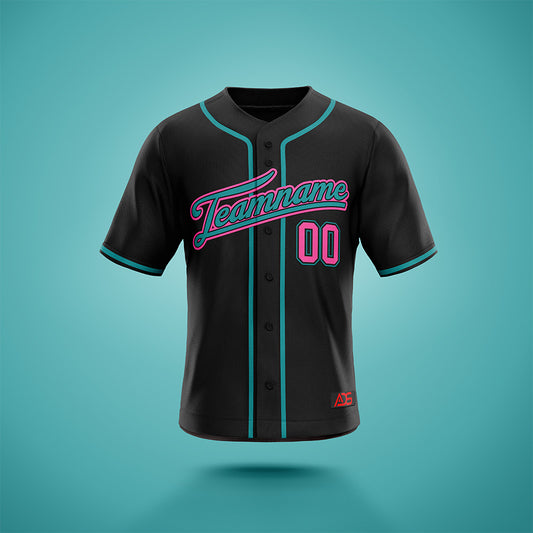 Custom Baseball Jersey Black & Pink/Teal