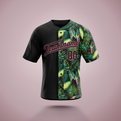 Custom Baseball Jersey Tropical Black & Pink