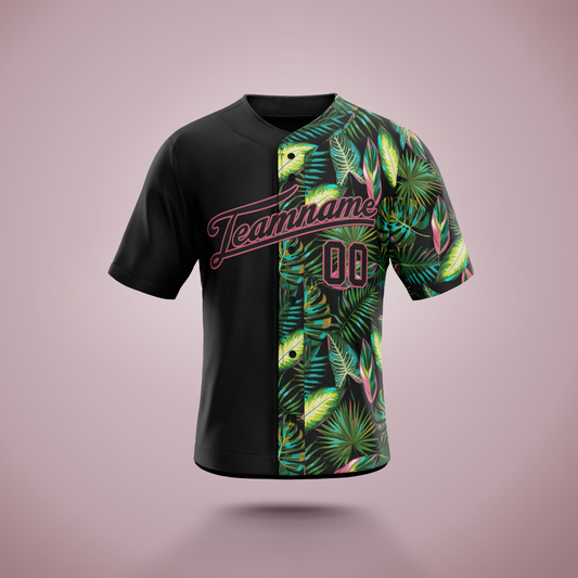 Custom Baseball Jersey Tropical Black & Pink