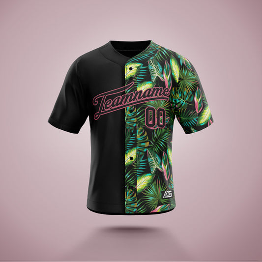 Custom Baseball Jersey Tropical Black & Pink