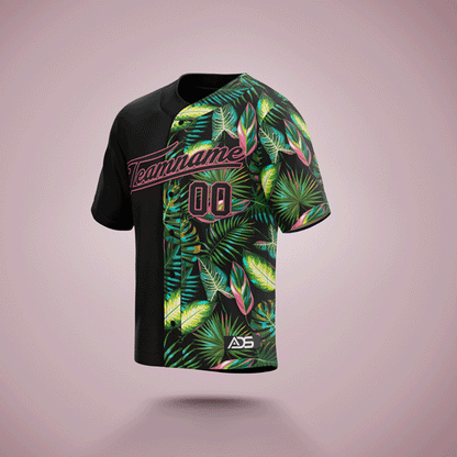 Custom Baseball Jersey Tropical Black & Pink