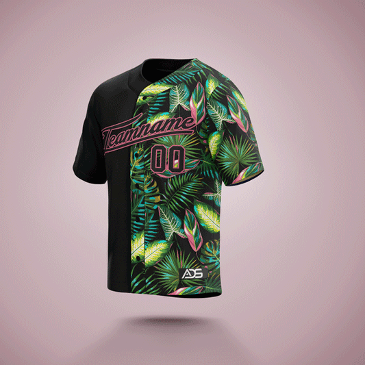 Custom Baseball Jersey Tropical Black & Pink
