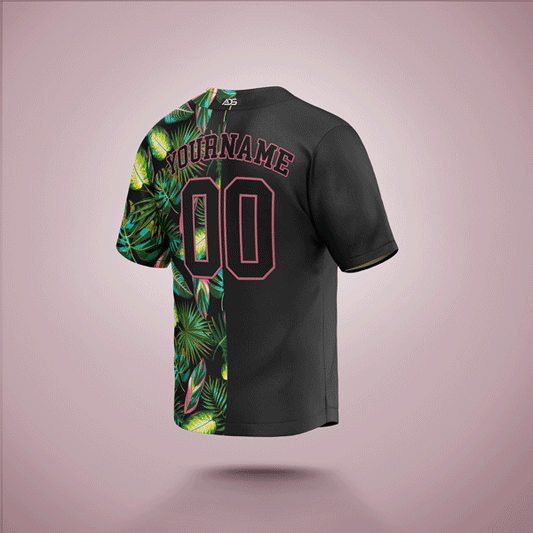 Custom Baseball Jersey Tropical Black & Pink